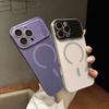 Luxury Large Window Glass Camera Protection Phone Case For iPhone 17 Air 16 15 14 13 12 Pro Max Magnetic For Magsafe Matte Cover