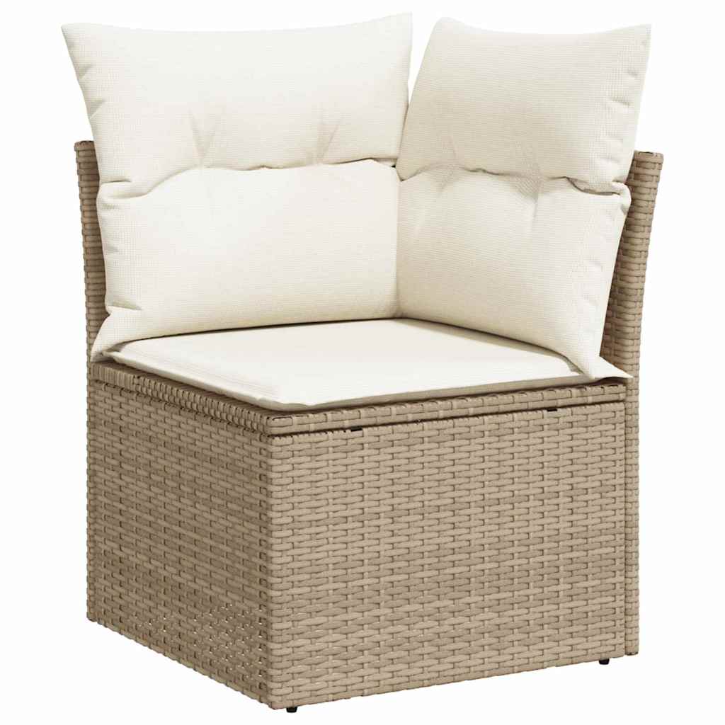Garden Sofa Set with Cushions 7 Pcs Beige Poly Rattan