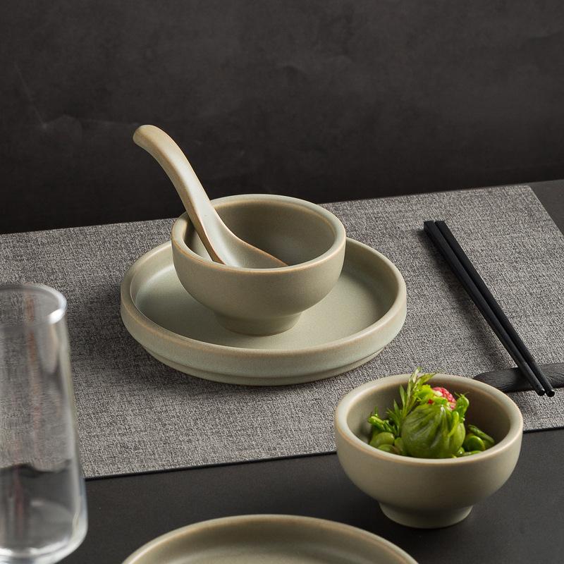 Retro sada stolního nádobí v japonském stylu, Třídílná sada pro hotelový provoz, Misky, lžíce pro komerční klubové restaurace, Stolní nádobí pro jednu osobu