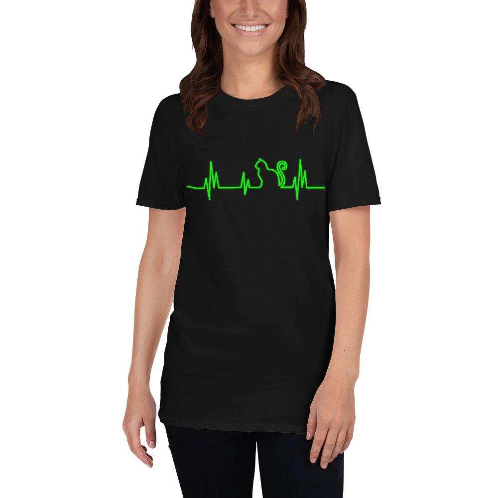 

Cool Heartbeat Pulse Frequency Cat Gift Short-Sleeve Unisex T-Shirt M