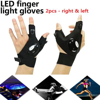 LED Flashlight Fishing Magic Strap Fingerless Gloves Waterproof Cycling Camping Hiking Rescue Glove Lamp Lighting Gloves