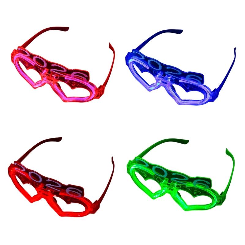 6Pcs Glowing Heart LED Glasses Night Event Party Supplies Reusable Bright Light Comfort Safe Materials