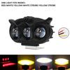 1pcs Motorcycle Headlight LED Spot Light Owl Shape 3 Light 5 Modes Three Colors Strobe Fog Light Motorbike Running Lamp