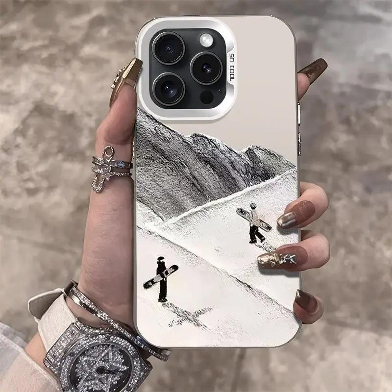 Snow Skiing Space Phone Case For iPhone 17 Cases iPhone Air  16 15 14 13 12 11 Pro Max XS X XR 7 8 Plus Shockproof Back Cover