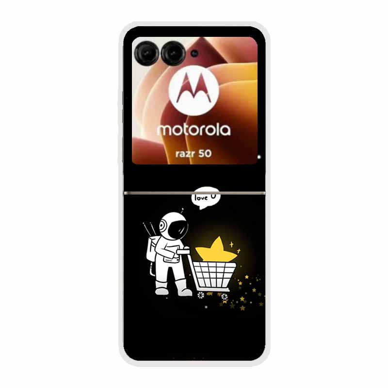 For Moto Razr 50 Case Clear Plastic Hard Painted Space Transparent Phone Covers for Motorola Razr 60 50 Coque Razr 2024 PC Cases