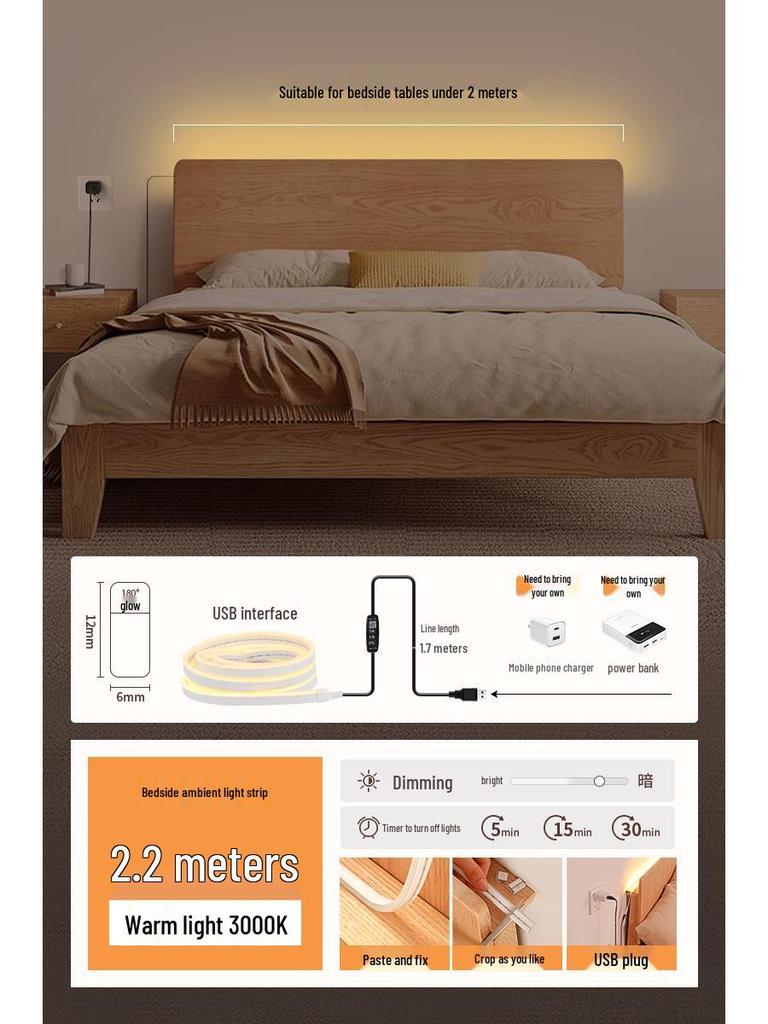 Remote-Controlled Night Light Strip for Eye Protection and Bedroom Ambience