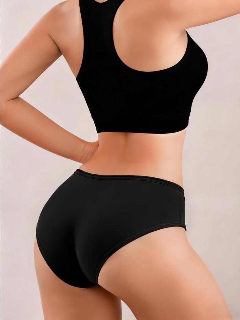 Damen Baumwollhöschen Atmungsaktive Unterwäsche Damen Slips Mittelhohe Unterhosen Unifarbene Höschen Große Größen S-3XL Damen Wäsche