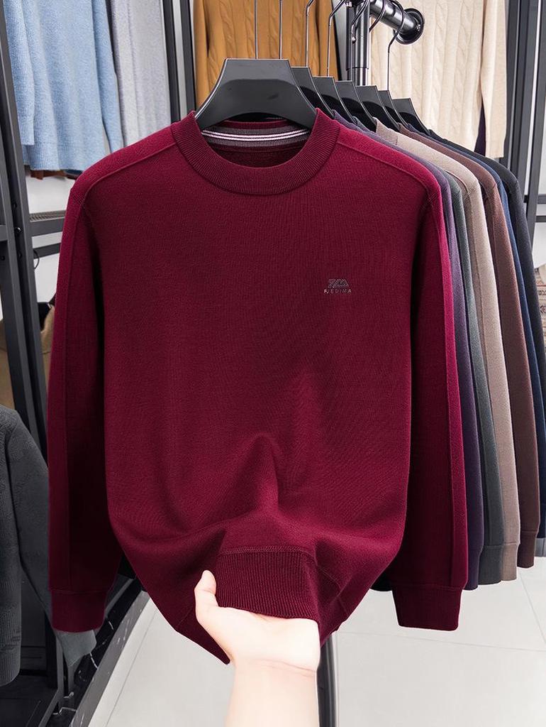Men's Plus Velvet Thick Knit Sweater - High Elasticity, Anti-Pilling, Skin-Friendly, Loose Fit Base Layer for Autumn/Winter