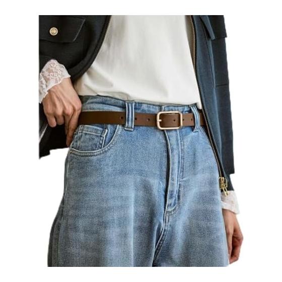 [Rope Picnic Passage] 24mm Matte Metal Design Buckle Belt Brown (22) F