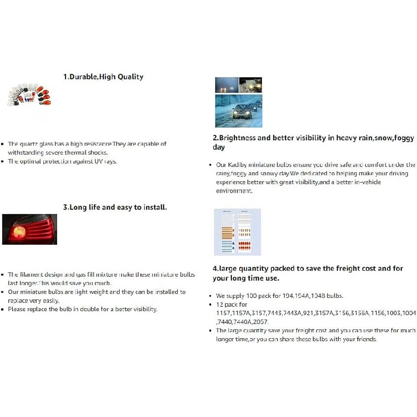 20 Pack 3157 3457 4157 Bulb Brake/Tail/Turn Signal Light/DRL(Daytime Running Lights) 3157Ll 12V P27/7W 3047 3057 4057 4114 Trailer Bulbs Fit For F150