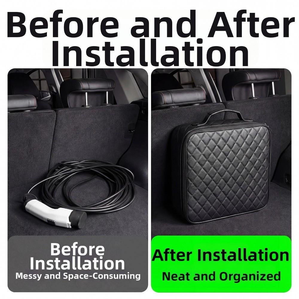 Shockproof Car Charger Plugs Storage Carry Bag Round/Square Car Trunk Organizer Accessories