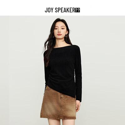 JOY SPEAKER Women's Asymmetric Neck Long Sleeve Knit Sweater
