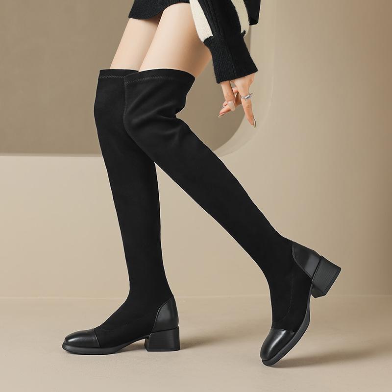 Knee Pole Dance Boots Pants Socks Boots Elastic Suede Skinny Boots Thick High Heels 33-43 Boots