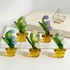 Mini Glass Lily of The Valley Flower with Pot Hand Blown Faux Crystal Flower Figurine for Mother's Day Birthday Table Centerpiece