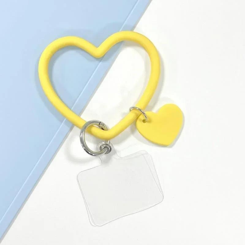 1Pc Silicone Heart Loop Cell Phone Hand DYM Wrist Strap With Key Chain Holder - Universal Mobile Straps For All Smartphones