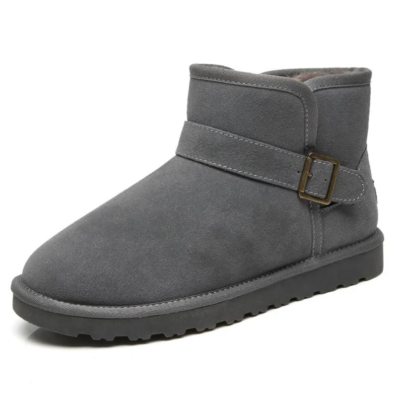 Fashion Men's Boots Cowhide Insulated Plush Snow Boots Genuine Leather Women's Shoes  Winter Women's Boots  Ankle Boots