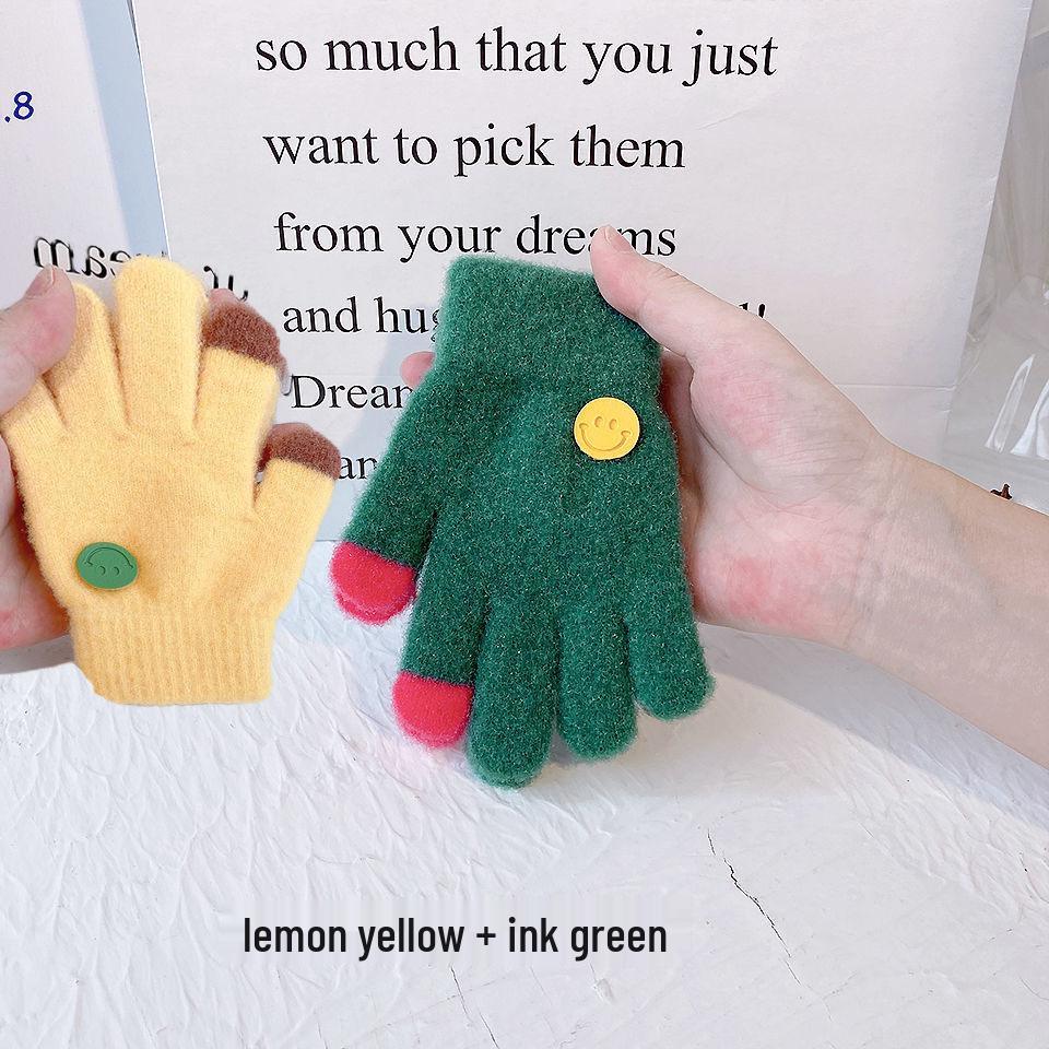 Guantes de Invierno sin Dedos con Carita Sonriente para Niños – Estilo Fino para Niños y Niñas