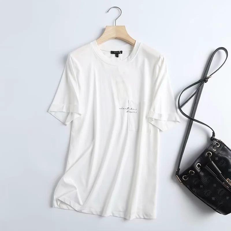 

Женские футболки с коротким рукавом и круглым вырезом с буквенным принтом, хлопковая футболка высокого качества, женская футболка, уличная одежда, топ