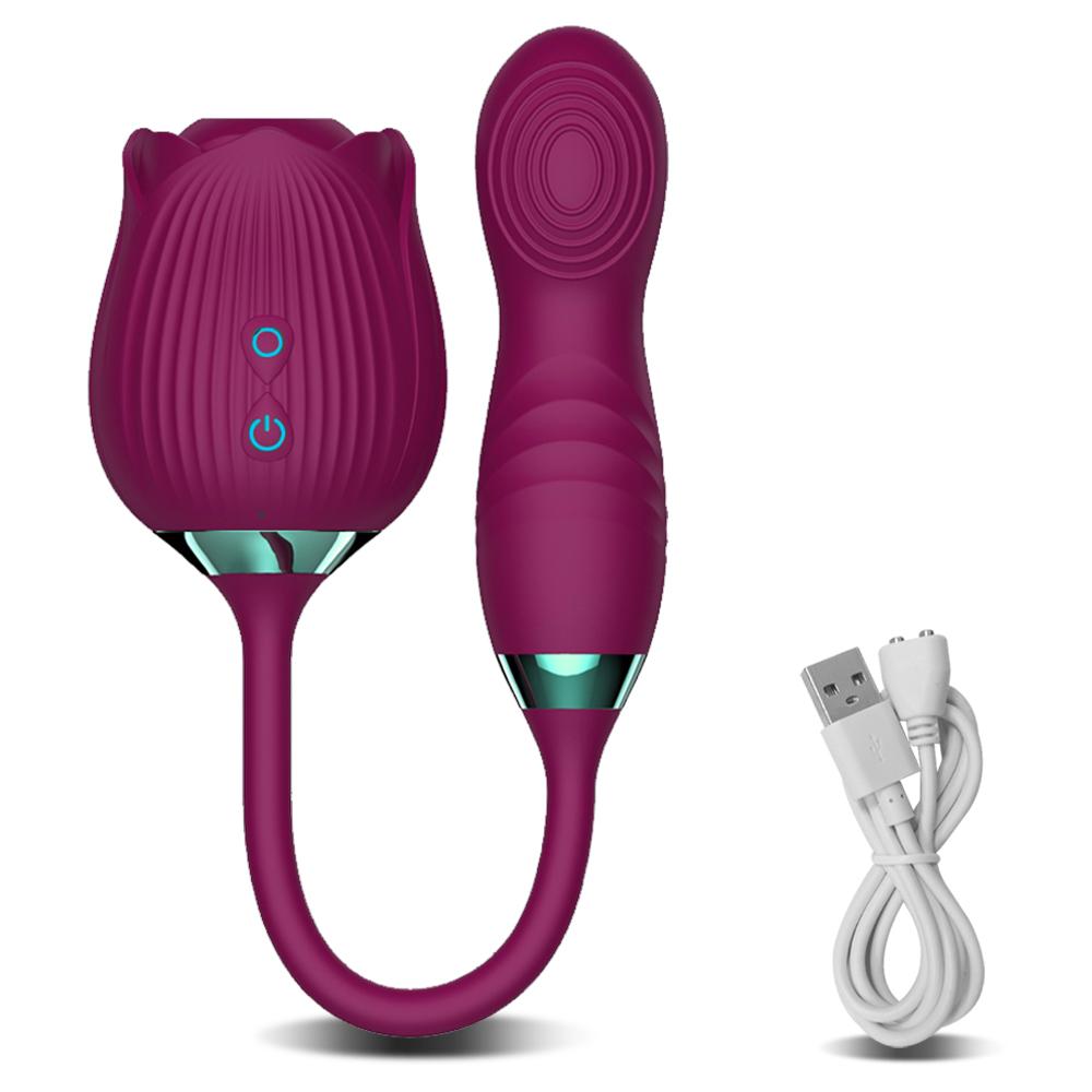 Sexy Adult Female Rose-Sucking Dildo Vibrator Women Nipple Clit Stimulator Vibrating Penetration Vagina Vibrator Erotica Toys