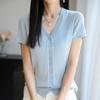 NaVaVa V Neck Ribbed Short sleeVe Knit Cardigan Pastel Nk2997