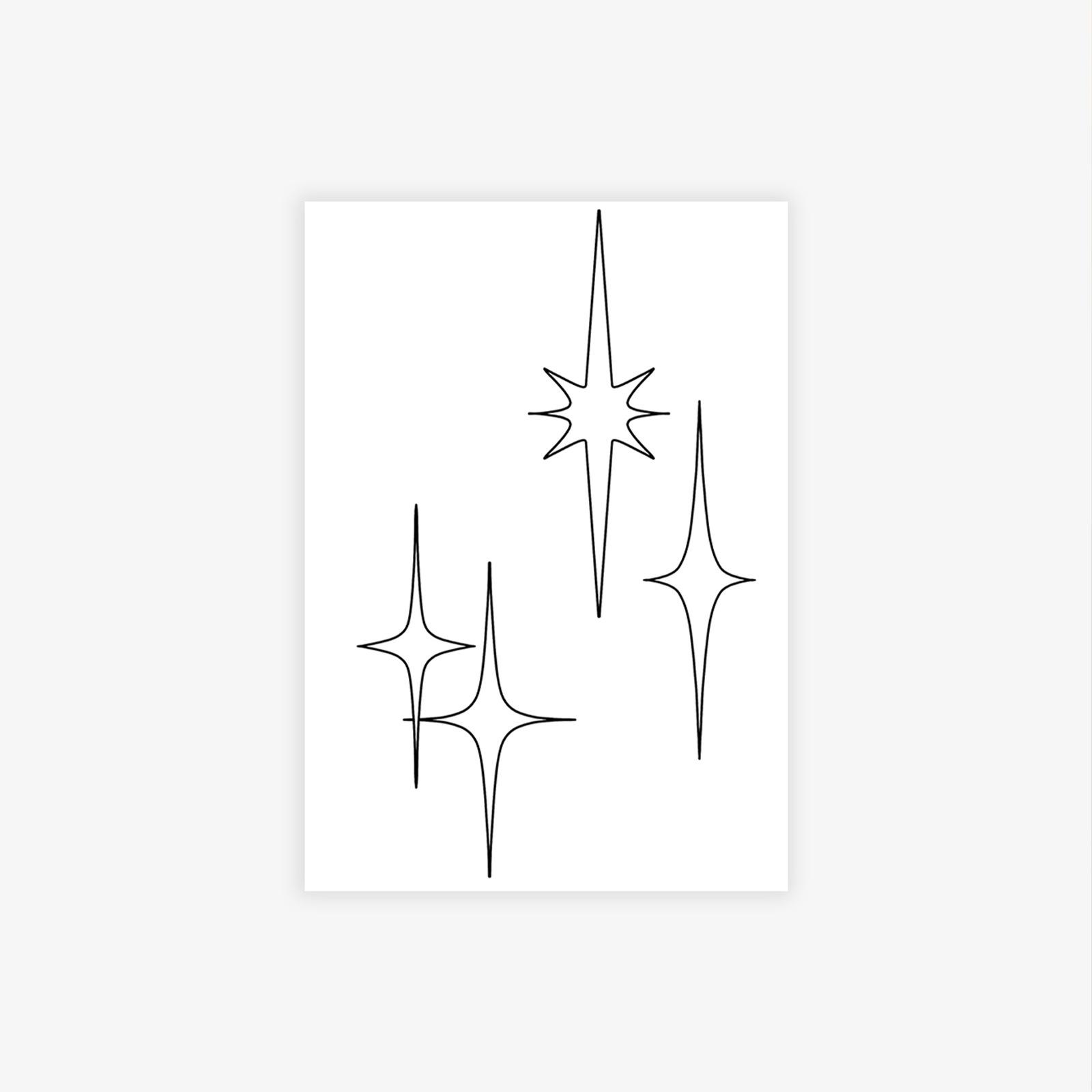 Premium Dark Y2K Personality Star Twinkling Finger Tattoo Sticker 7*10CM