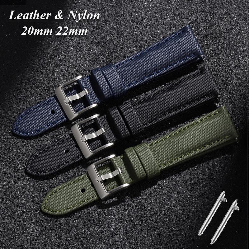 Sailcloth Nylon Leather Watchbands Quick Release Bracelet Replace Wristwatch Straps 20mm 22mm Accessories Men Women Watchband