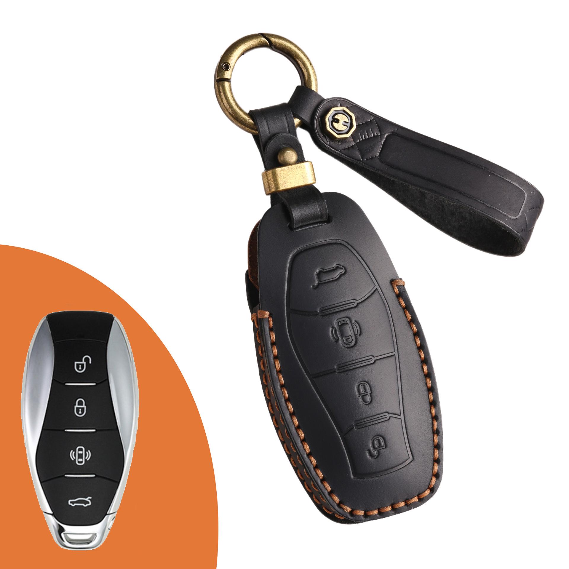 

Чехол для автомобильного ключа из кожи Red Flag H5 с высококачественной пряжкой – мужская сумка HS7 из коровьей кожи чёрный