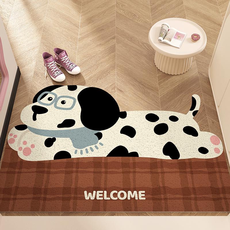 Seidenschlaufe Anti-Rutsch Hundetür-Matte: Süßer, schmutzabweisender, zuschneidbarer Fußteppich für Eingangsbereiche