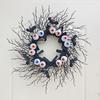 Halloween Wreath With Glowing Eyeballs Decorative Door Hanging Spooky Party Home Festival Decoration