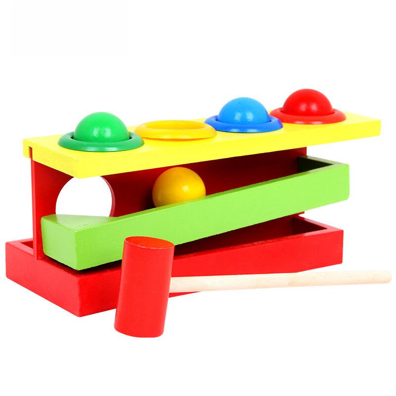 Kid Hammer Wooden Ball Early Educational Toy Ecofriendly Painted Color Matching