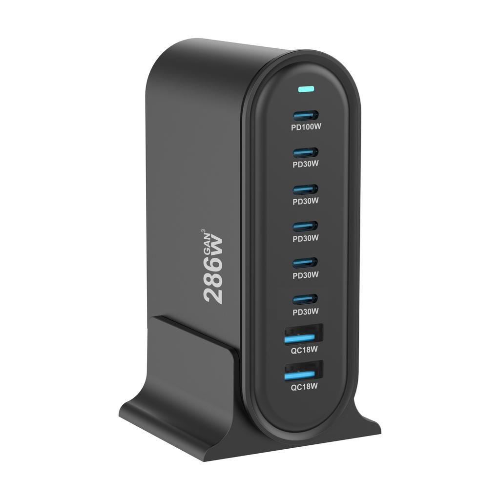 286W USB GaN Ladegerät 8-Port Ladegerät für mehrere Geräte, USB-Ladehub mit Smart IC für iPhone15 16 Samsung ipad