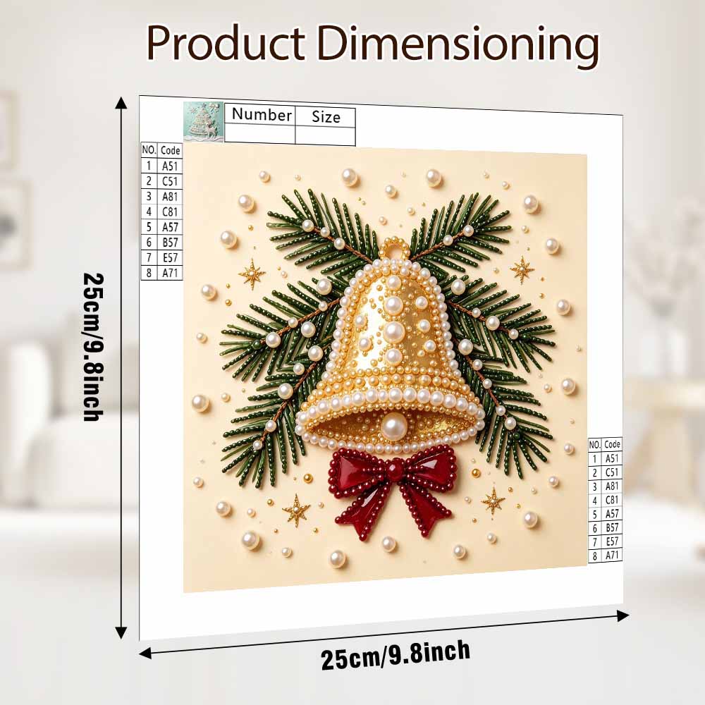 Pearl Painting Christmas Bell Pine Branch Bow Art Kit DIY Home Decor Painting