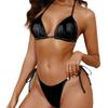 European American Retro Lace-Up Bikini Set - Three-Point Sexy Swimwear for Women