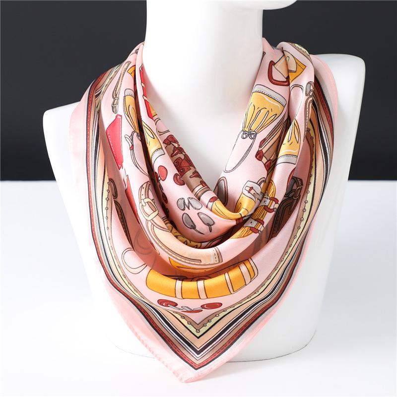 Xiaoxiangfeng silk scarf women's decorative versatile scarf imitation silk scarf 71cm small square scarf tied bag literary headband