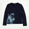 Used Karakuri Kagura Karakuri Tamashii Carp Embroidery Long T-shirt S Japanese pattern Cherry blossoms Flowing water Thick embroidery Black Long