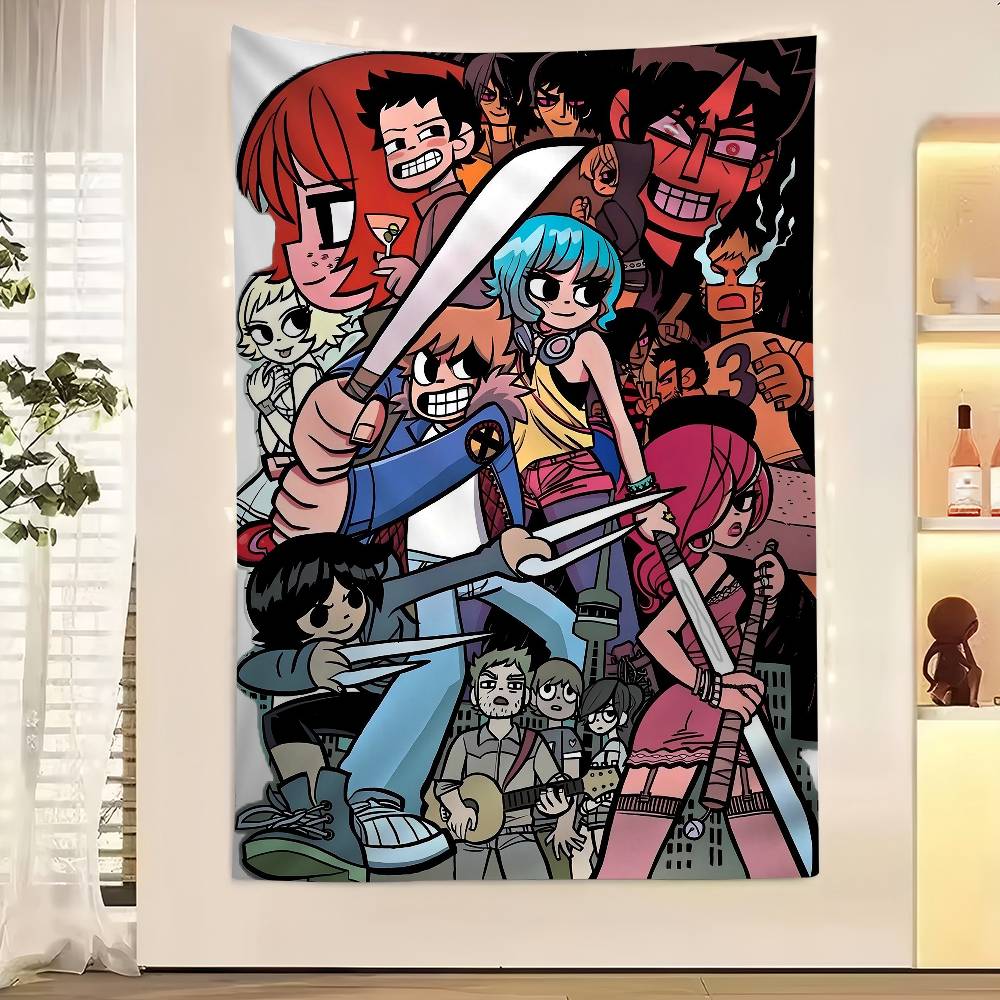 Vintage Film Scott Pilgrim VS The World Buntes Wandbehang Wandbehang Tarot Hippie Wandteppiche Schlafsaal Wandkunst Dekor