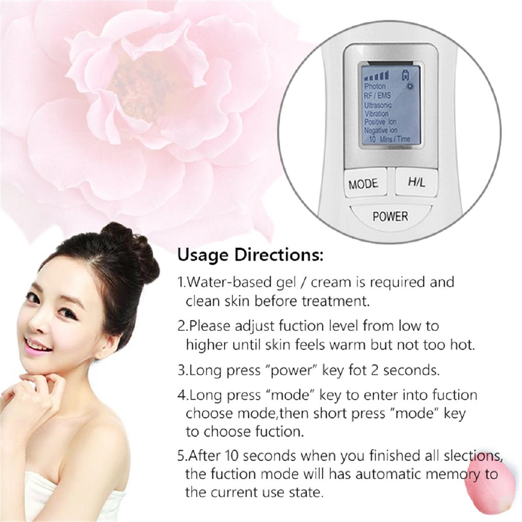 Face Photon RF Radio Frequency EMS Mesotherapy Led Light Therapy Microcurrent Ultrasonic Vibration Face Lifting Massage 6 In 1