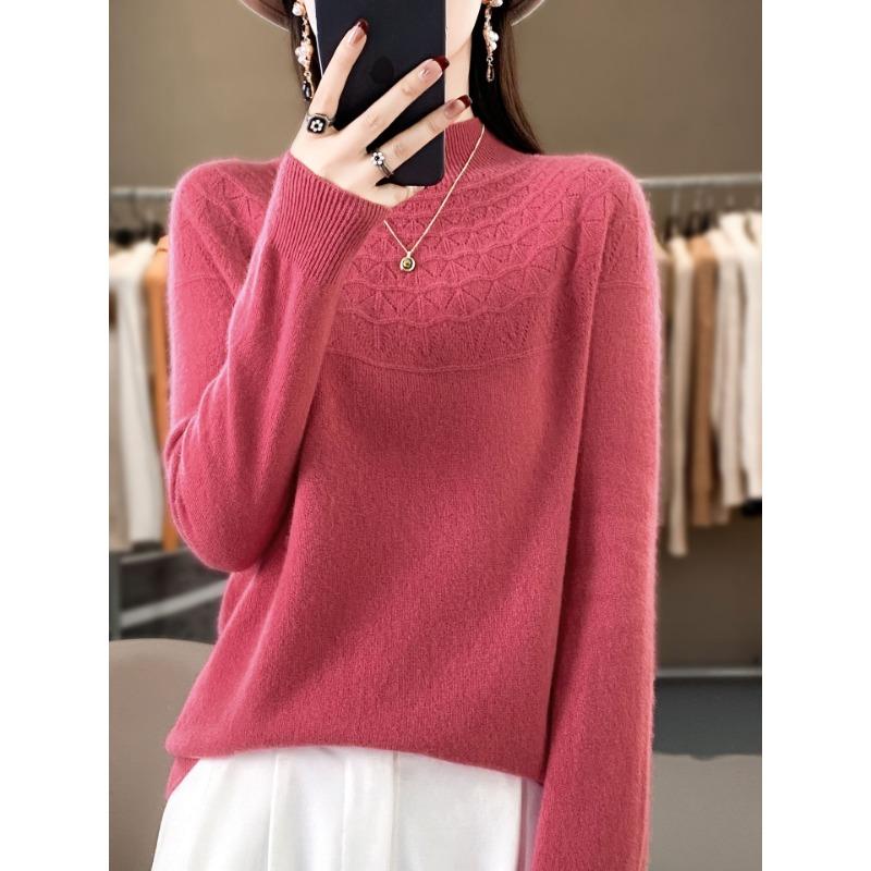 Skeleton Half-high Neck Bottoming Shirt Women's Fall and Winter Within The Lazy Loose Thin Knitted Sweater