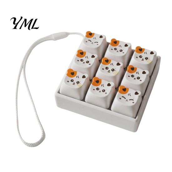 Mechanical Keyboard Toy Cartoon Dog Fidget Toy, 1/2/3/4/9-Key Push Button Stress Tactile Feedback Relief Mini for Backpack Handbag Purse Charm