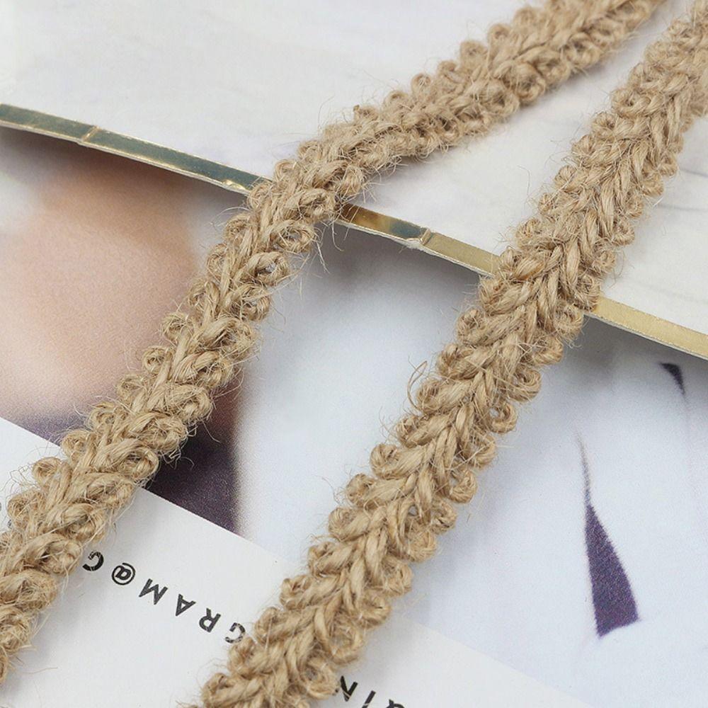 Retro 10 Meter Burlap Ribbons Twine Handicraft Weavin Linen Burlap Ribbon Lace Design Jute Yarn DIY Arts