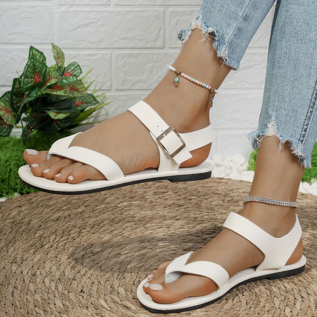 New Fashion Sandals Flat Bottom Fashion Versatile Cross Retro Casual Roman Sandals  Shoes Portable Non-slip
