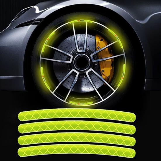 20PCS Car Wheel Stickers Reflective Night Safety Warning Tape Waterproof Scratch-Resistant Rim Decals for Cars Motorcycles Bicycles