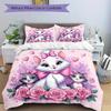 3pcs Marie Cat Print Cover Set Ultra Soft, Breathable, and Comfortable Bedding with Stylish Design for Bedroom and Guest Room Decor 1 Cover and 2
