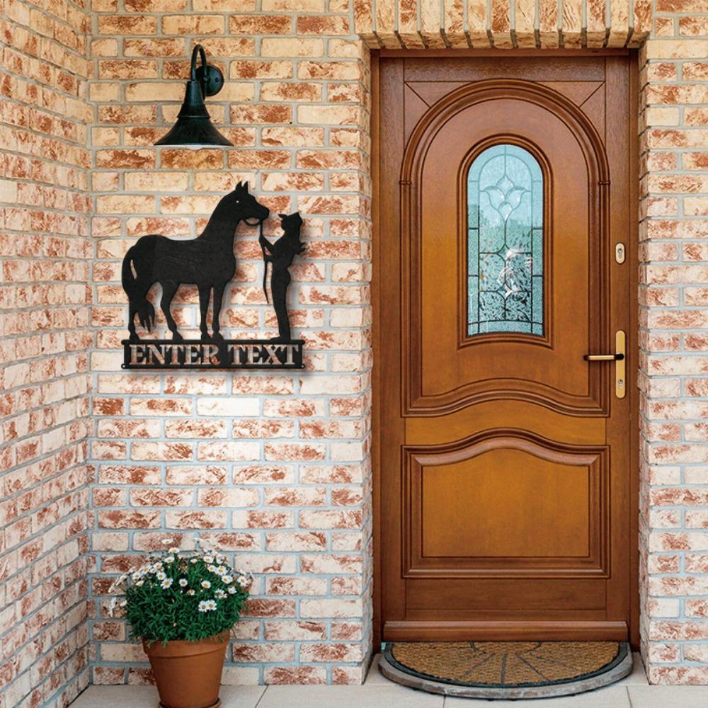 Metal Wall Art Horse Rider Gift for Equestrian Lover Home Decor Personalized Name Sign