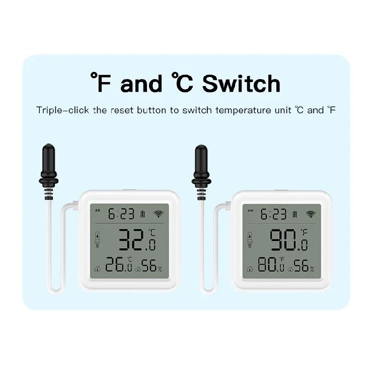 Tuya Zigbee WiFi Temperature Humidity Sensor 1M External Sensor Cable Probe APP Remote Control Work With SmartLife Yandex Alexa