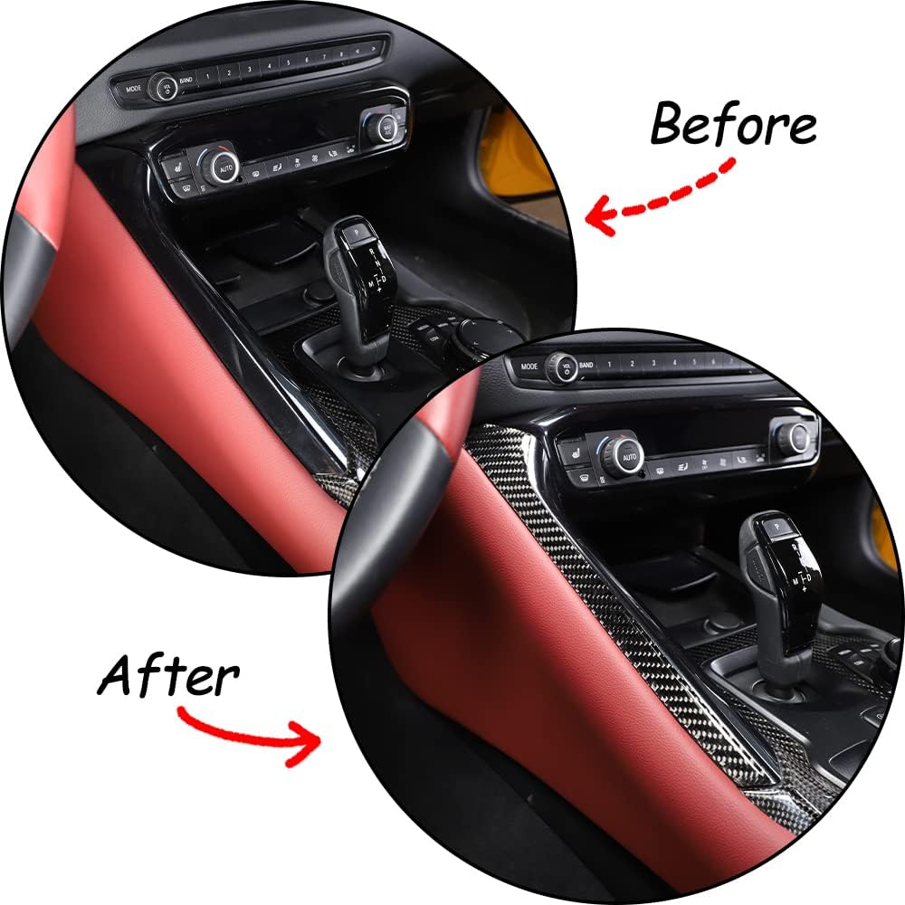 Soft Carbon Fiber Car Gear Shift Left Decorative Strip Sticker Trim Compatible with Toyota Supra GR A90 A91 MK5 2019 2020 2021 2022 2023 2024 LHD