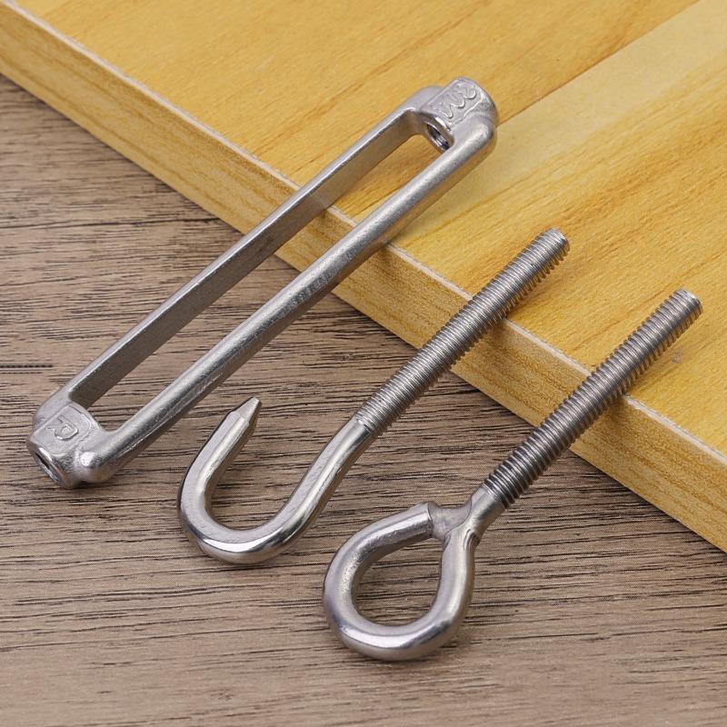 12-1PCS Stainless Steel Hook And Eye Tensioners Rope Cable Tension Sets Adjustable Garden Wire Ropes Tensioner Locking Device