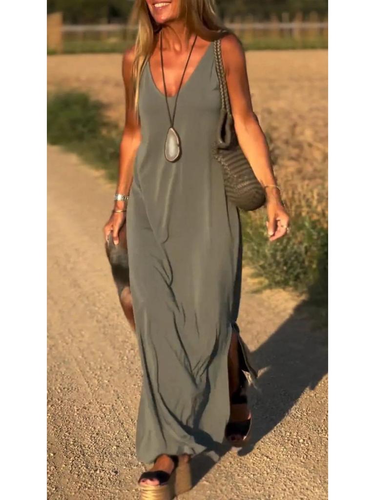 2025 Summer Women's Trendy V-Neck Spaghetti Strap Dress
