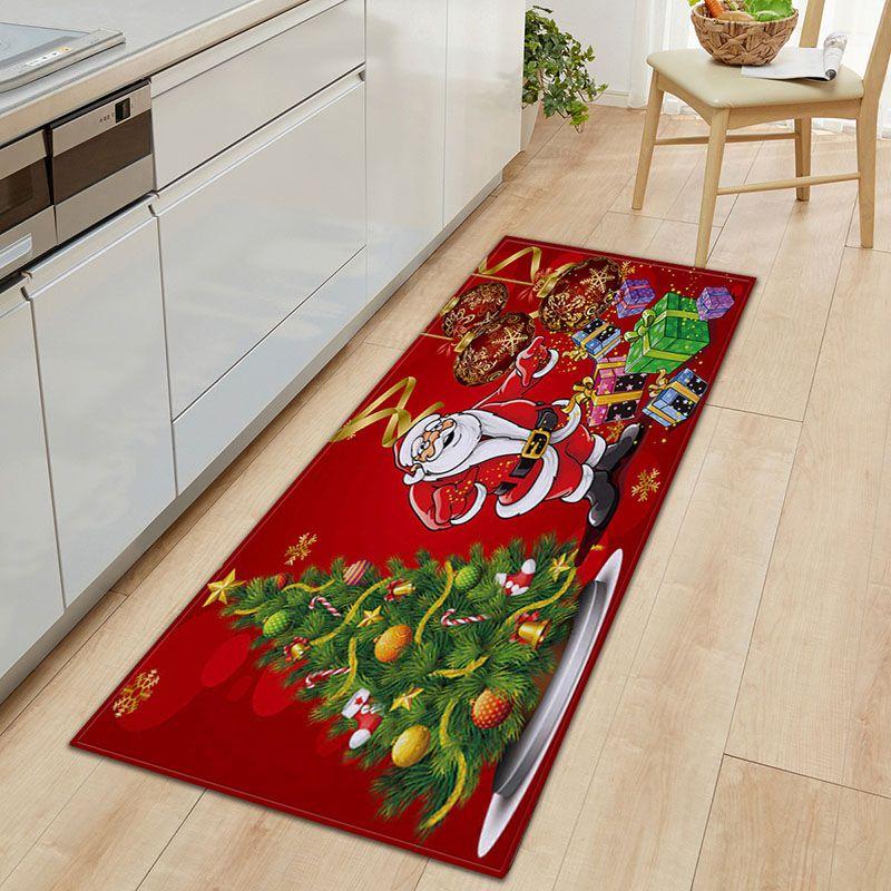 Door Floor Santa Mat Christmas Area Rug Holiday Kitchen Bedroom Mat Carpet Decor
