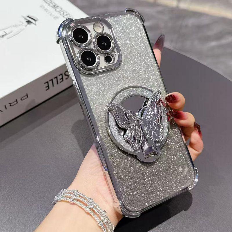 Shockproof Mirror Butterfly Glitter Phone Case For Samsung Galaxy A04E A04S A04 A14 A24 A34 A54 A13 4G A23 A33 A53 A73 5G Cover